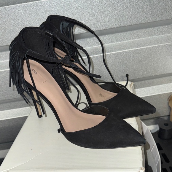 Aldo Black Fringe Heels - Picture 5 of 15